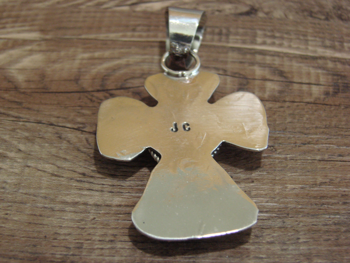 Navajo Nickel Silver & Turquoise Cross Pendant - Cleveland