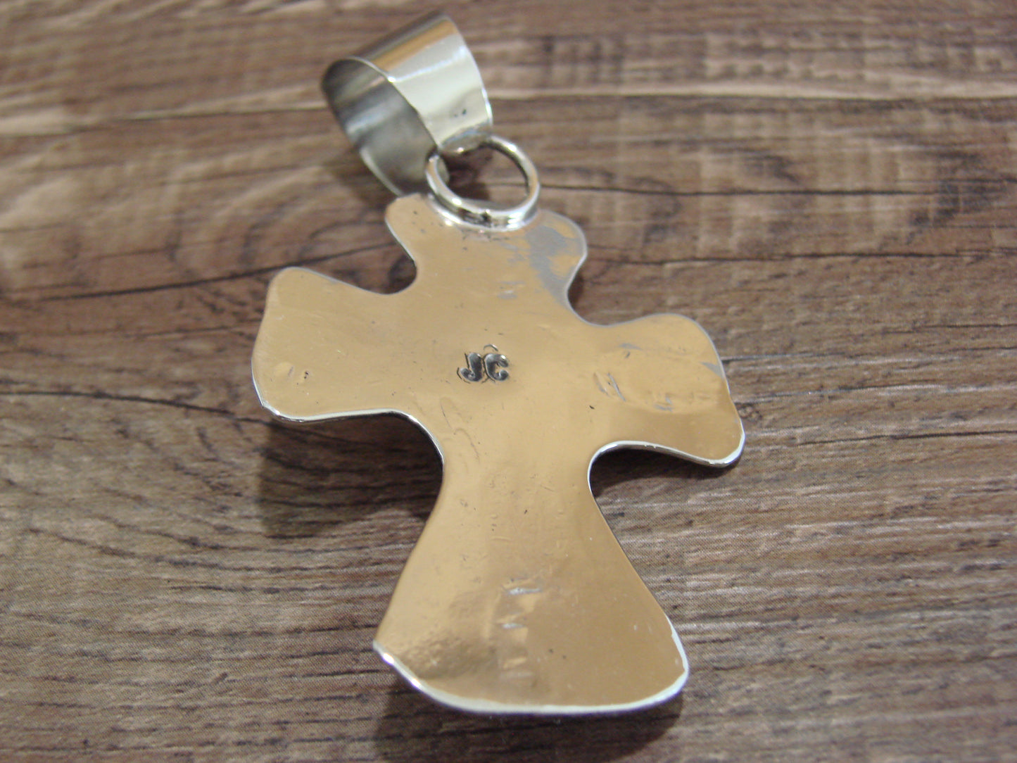 Navajo Nickel Silver & Turquoise Cross Pendant - Cleveland