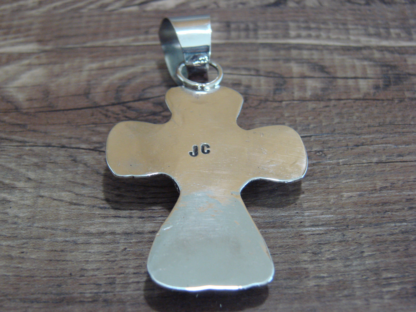 Navajo Nickel Silver & Turquoise Cross Pendant - Cleveland