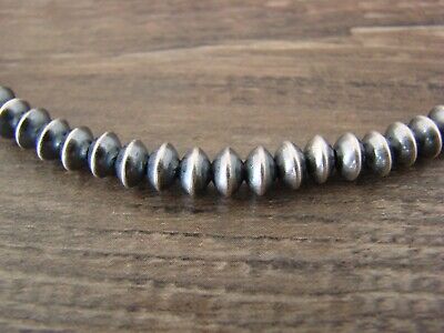 Navajo Pearl Sterling Silver Saucer Bead Hand Strung 20" Necklace - Doreen Jake