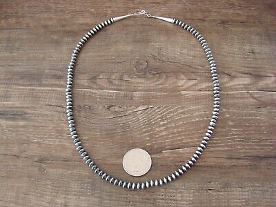 Navajo Pearl Sterling Silver Saucer Bead Hand Strung 20" Necklace - Doreen Jake