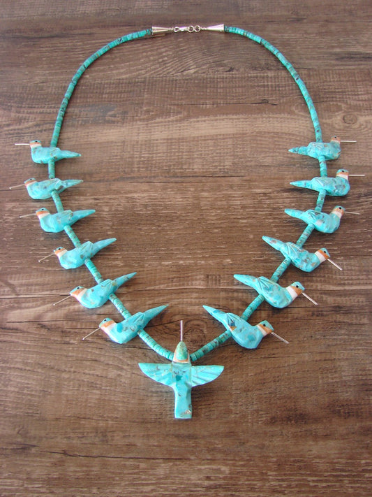 Hand Carved Turquoise Hummingbird Fetish Necklace Matt Mitchell