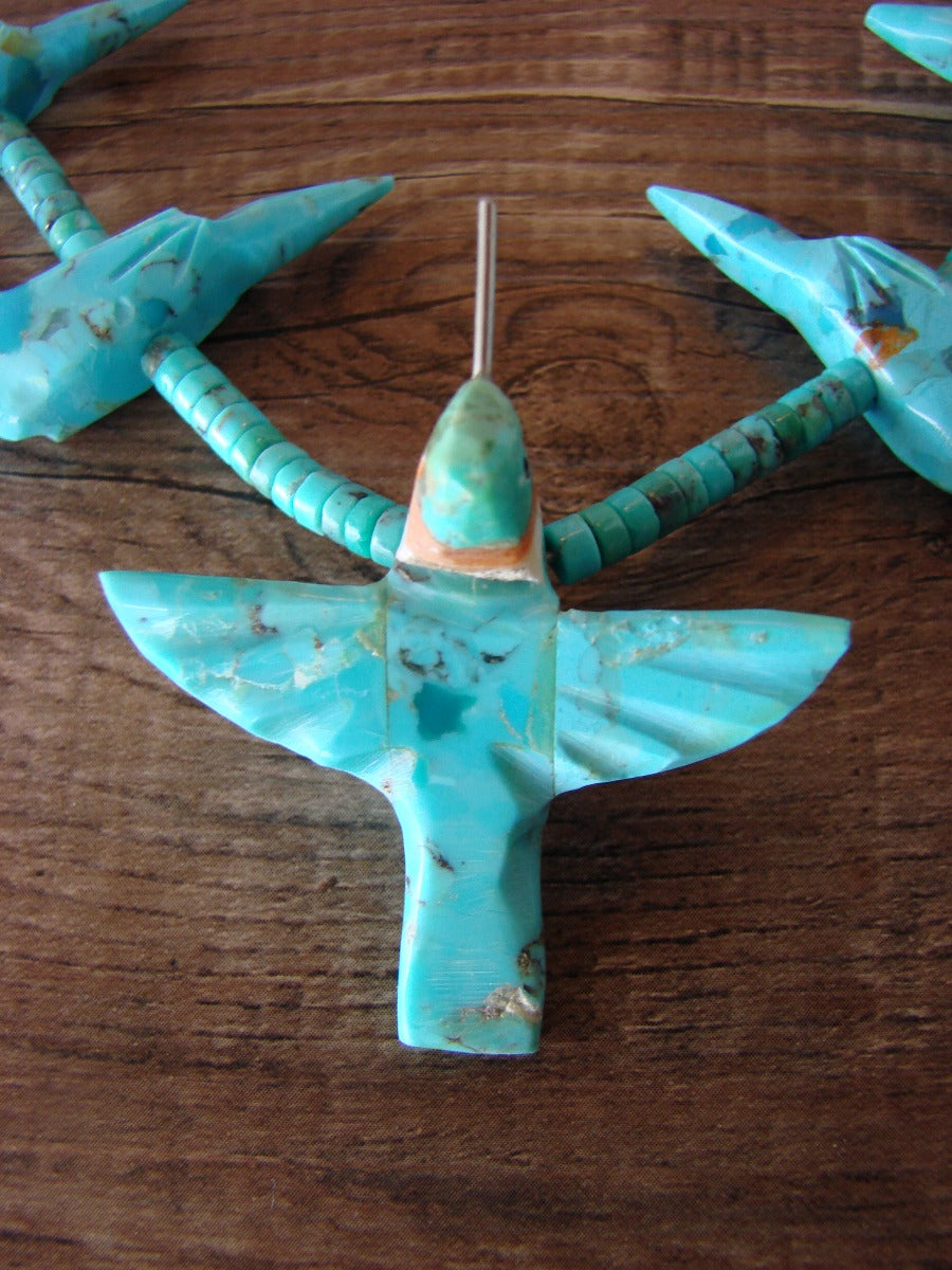 Hand Carved Turquoise Hummingbird Fetish Necklace Matt Mitchell
