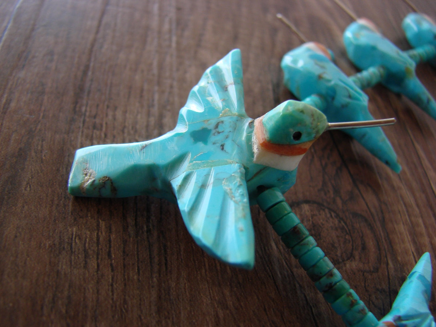 Hand Carved Turquoise Hummingbird Fetish Necklace Matt Mitchell