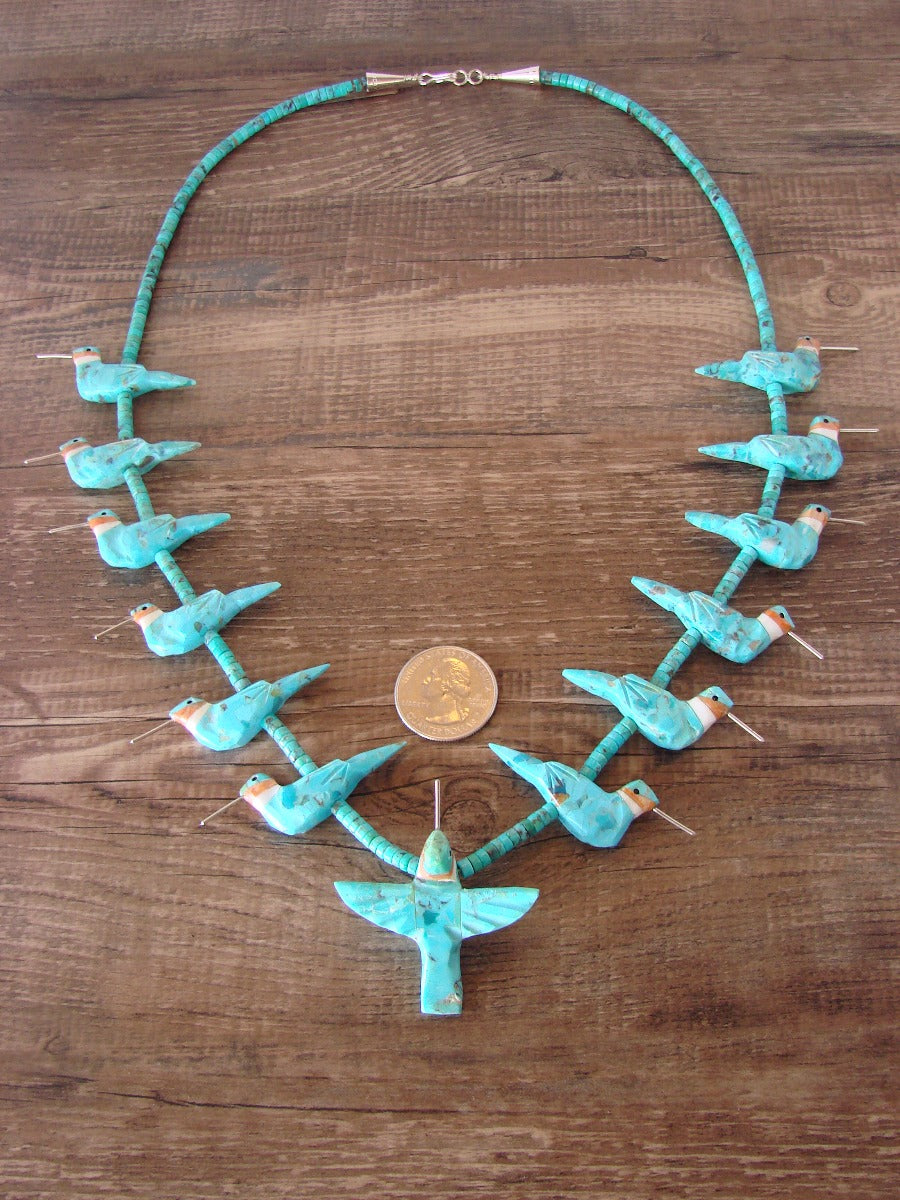 Hand Carved Turquoise Hummingbird Fetish Necklace Matt Mitchell