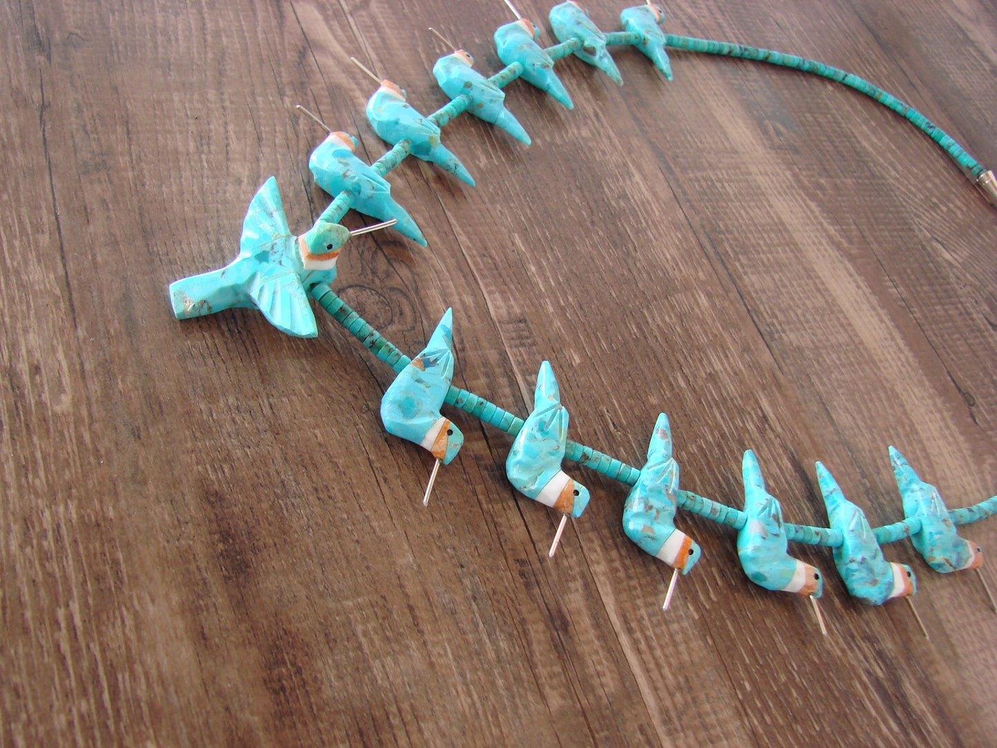 Hand Carved Turquoise Hummingbird Fetish Necklace Matt Mitchell
