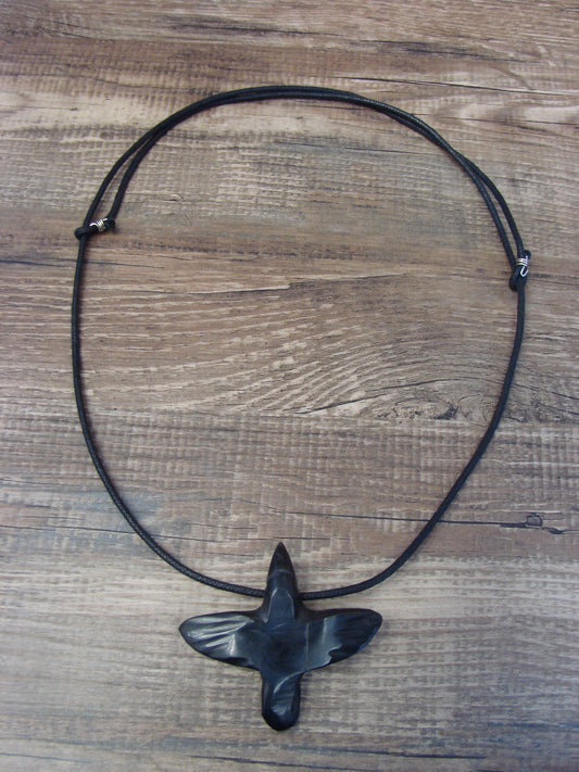 Hand Carved Adjustable Jet Raven Fetish Necklace by Matt Mitchell