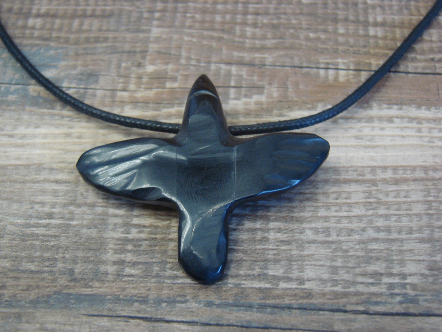 Hand Carved Adjustable Jet Raven Fetish Necklace by Matt Mitchell
