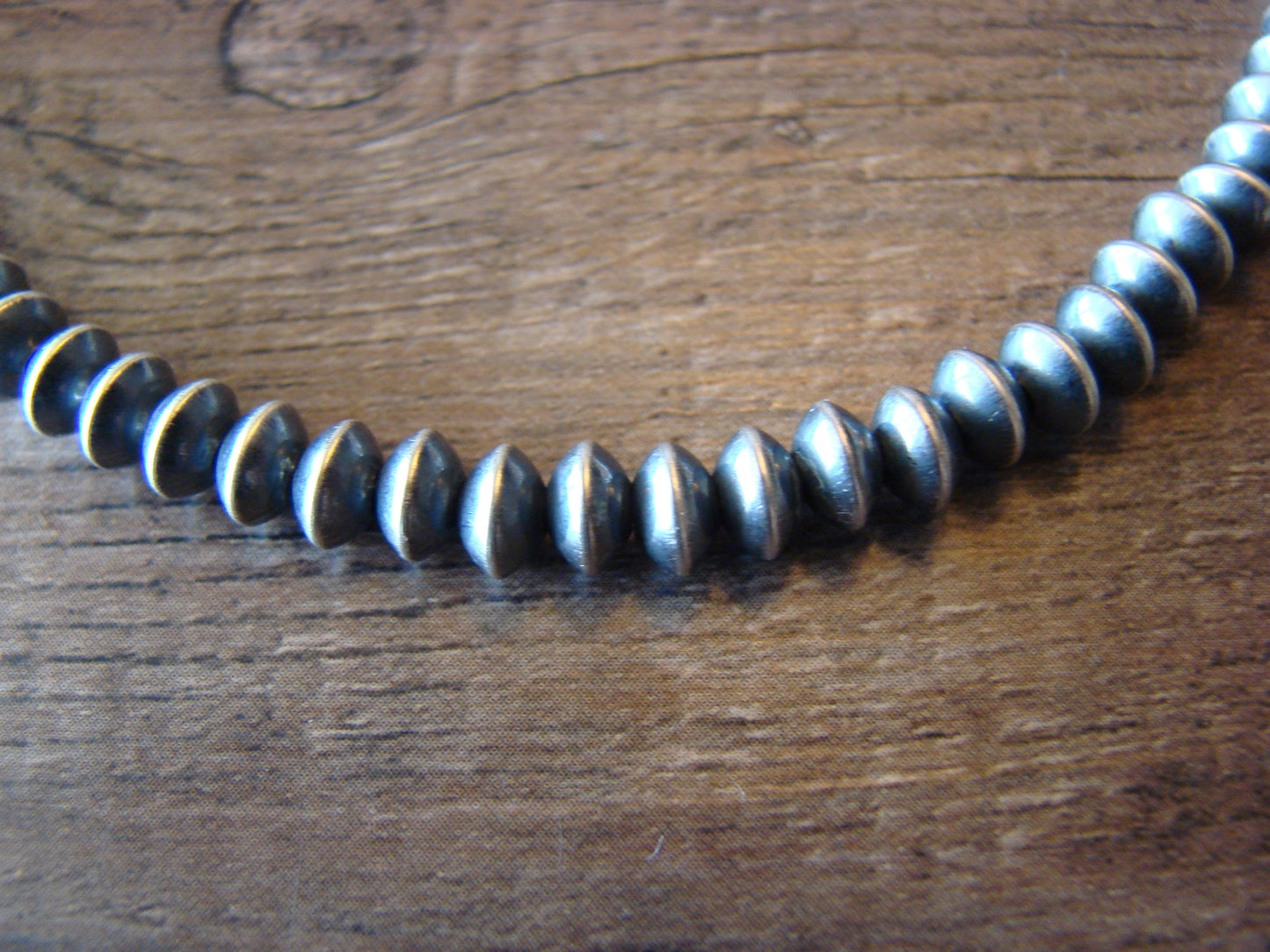 Native American Navajo Pearl Sterling Silver Saucer Bead 30" Necklace - Jake