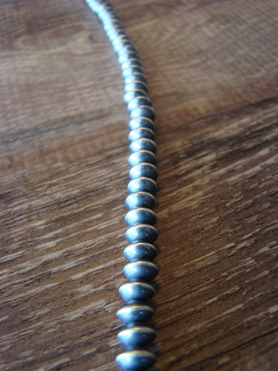 Native American Navajo Pearl Sterling Silver Saucer Bead 30" Necklace - Jake