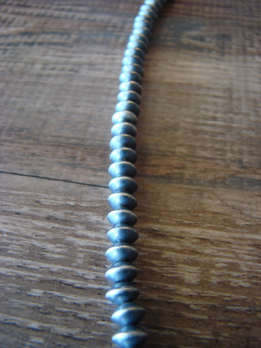 Native American Navajo Pearl Sterling Silver Saucer Bead 30" Necklace - Jake
