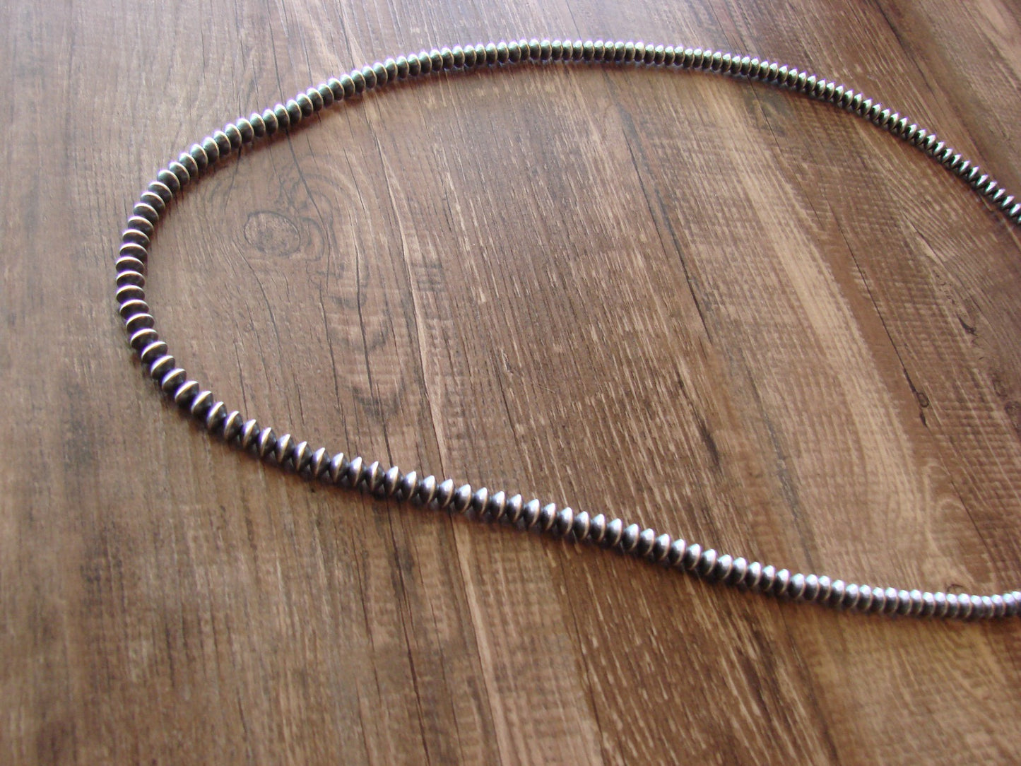 Native American Navajo Pearl Sterling Silver Saucer Bead 30" Necklace - Jake