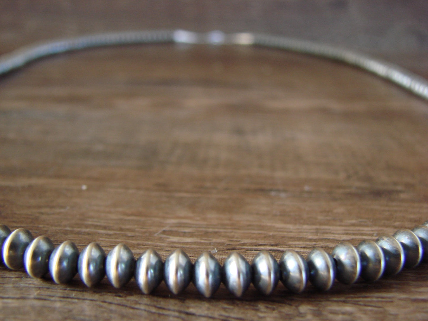 Native American Navajo Pearl Sterling Silver Saucer Bead 28" Necklace - Doreen Jake