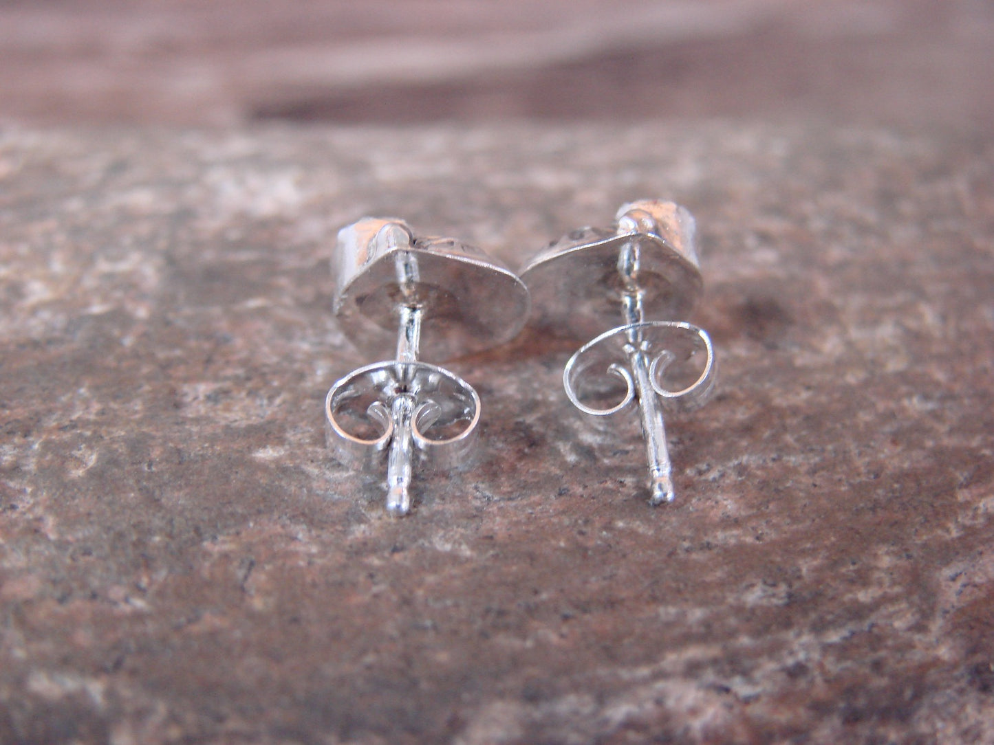 Navajo Sterling Silver & Pink Opal Feather Post Earrings by Joe