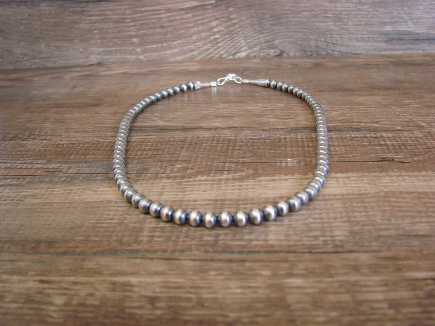 Native American Hand Strung Round Navajo Pearl 16" Necklace by I. John