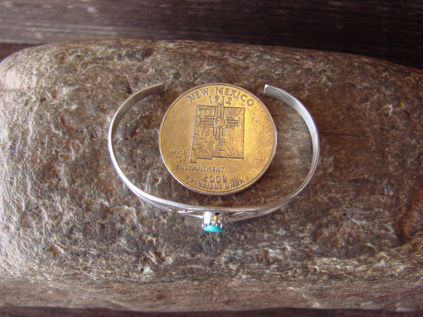 SMALL Navajo Baby / Child Sterling Silver Turquoise Bracelet by Lincoln