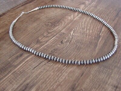 Navajo Pearl Sterling Silver Saucer Bead Hand Strung 20" Necklace - Doreen Jake