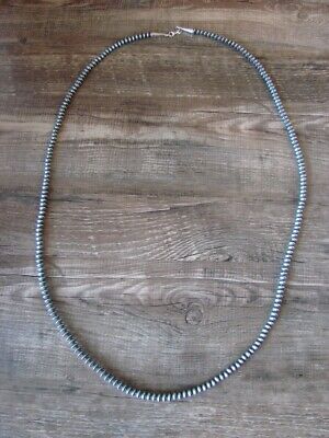Navajo Pearl Sterling Silver Saucer Bead Hand Strung 35" Necklace - Doreen Jake