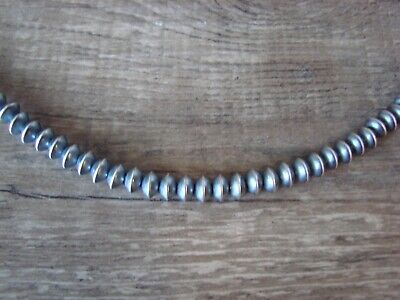 Navajo Pearl Sterling Silver Saucer Bead Hand Strung 35" Necklace - Doreen Jake