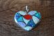 Native American Sterling Silver Opal Inlay Heart Pendant by DL