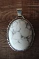 Navajo Indian Jewelry Sterling Silver White Howlite Pendant!  Begaye