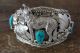 Navajo Indian Turquoise Sterling Silver Wolf Cuff Bracelet - Thomas Yazzie