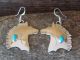 Native American Sterling Silver Turquoise Hand Stamped Horse Earrings by L. Yazzie