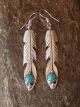 Native American Indian Jewelry Sterling Silver Turquoise Feather Earrings