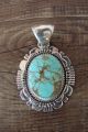 Native American Jewelry Sterling Silver Turquoise Pendant - Russell Sam