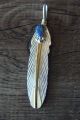 Native American Sterling Silver 14kt Gold Fill Feather Sleepy Blue Opal Pendant - Becenti