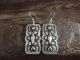 Navajo Hand Stamped Sterling Silver Dangle Earrings by Tahe