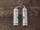 Navajo Hand Stamped Sterling Silver Turquoise Dangle Earrings by Tahe