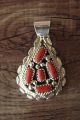 Navajo Indian Sterling Silver Coral Cluster Pendant! by Tina Jones