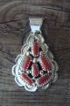 Navajo Indian Sterling Silver Coral Cluster Pendant! by Tina Jones