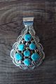 Navajo Indian Sterling Silver Turquoise Cluster Pendant! by Tina Jones