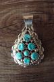 Navajo Indian Sterling Silver Turquoise Cluster Pendant! by Tina Jones