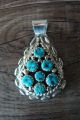 Navajo Indian Sterling Silver Turquoise Cluster Pendant! by Tina Jones