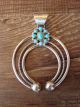 Navajo Indian Sterling Silver Turquoise Naja Pendant - LFK