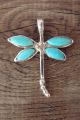 Zuni Sterling Silver Coral & Turquoise  2 Sided Dragonfly Pendant - Jonathan Shack 