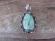 Navajo Indian Nickel Silver Turquoise Pendant Signed Jackie Cleveland