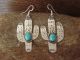 Navajo Indian Nickel Silver Turquoise Cactus Dangle Earrings by Tolta