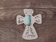 Native American Navajo Nickel Silver Turquoise Cross Pendant by Bobby Cleveland