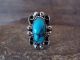 Navajo Indian Jewelry Nickel Silver Turquoise Ring Size 7 1/2 - J. Cleveland