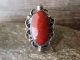 Navajo Indian Jewelry Nickel Silver Apple Coral Ring Size 9