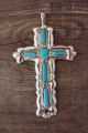 Zuni Indian Sterling Silver Turquoise Cross Pendant by Leekity