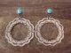 Navajo Nickel Silver Stamped Turquoise Circle Post Earrings by Jackie Cleveland