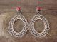 Navajo Nickel Silver Stamped Coral Circle Post Earrings by Jackie Cleveland