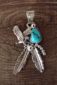 Native American Jewelry Sterling Silver Eagle Turquoise Pendant by Francisco