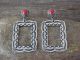 Navajo Nickel Silver Stamped Coral Rectangle Post Earrings by Jackie Cleveland