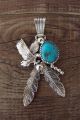 Native American Jewelry Sterling Silver Eagle Turquoise Pendant by Francisco